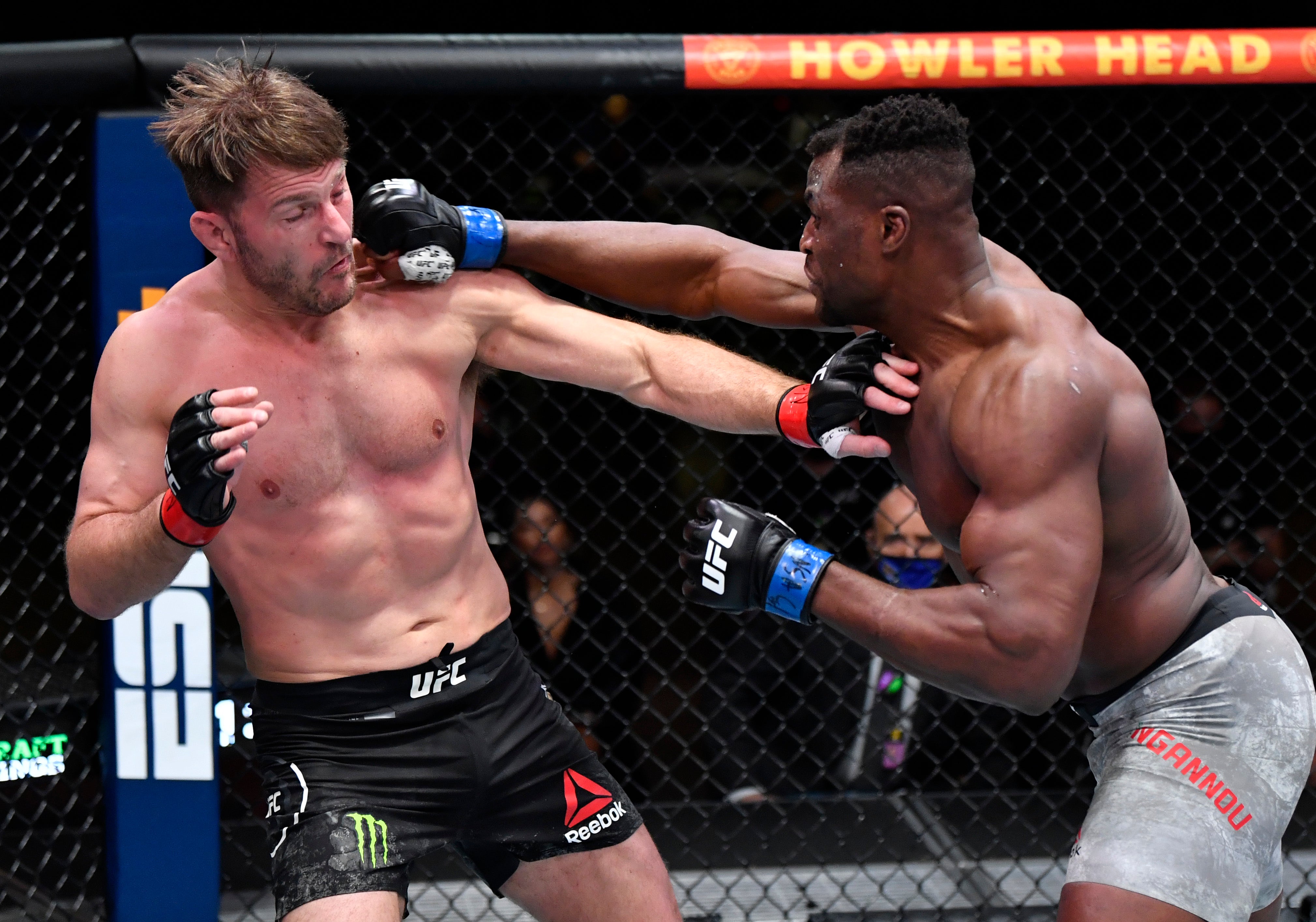 Ngannou knocking out Stipe Miocic to win the UFC heavyweight title in 2020