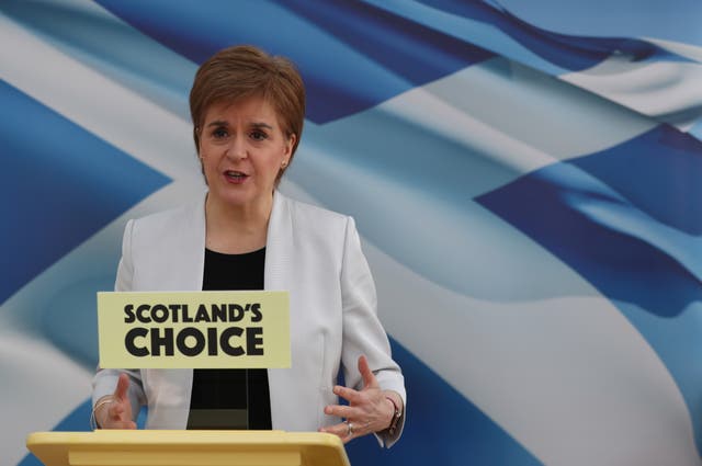 Scotland’s First Minister Nicola Sturgeon at her SNP campaign conference speech