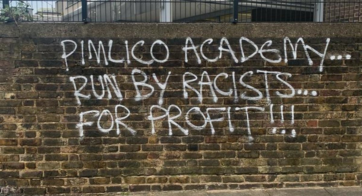 London secondary school covered with graffiti following backlash over &lsquo;racist&rsquo; uniform policy