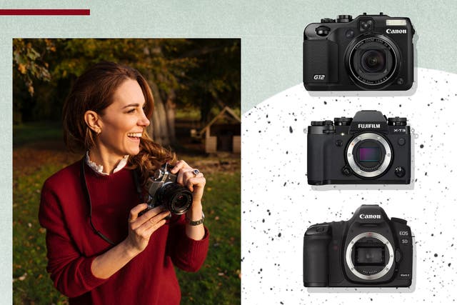 <p>Kate takes pictures with cameras made by these trusted brands</p>