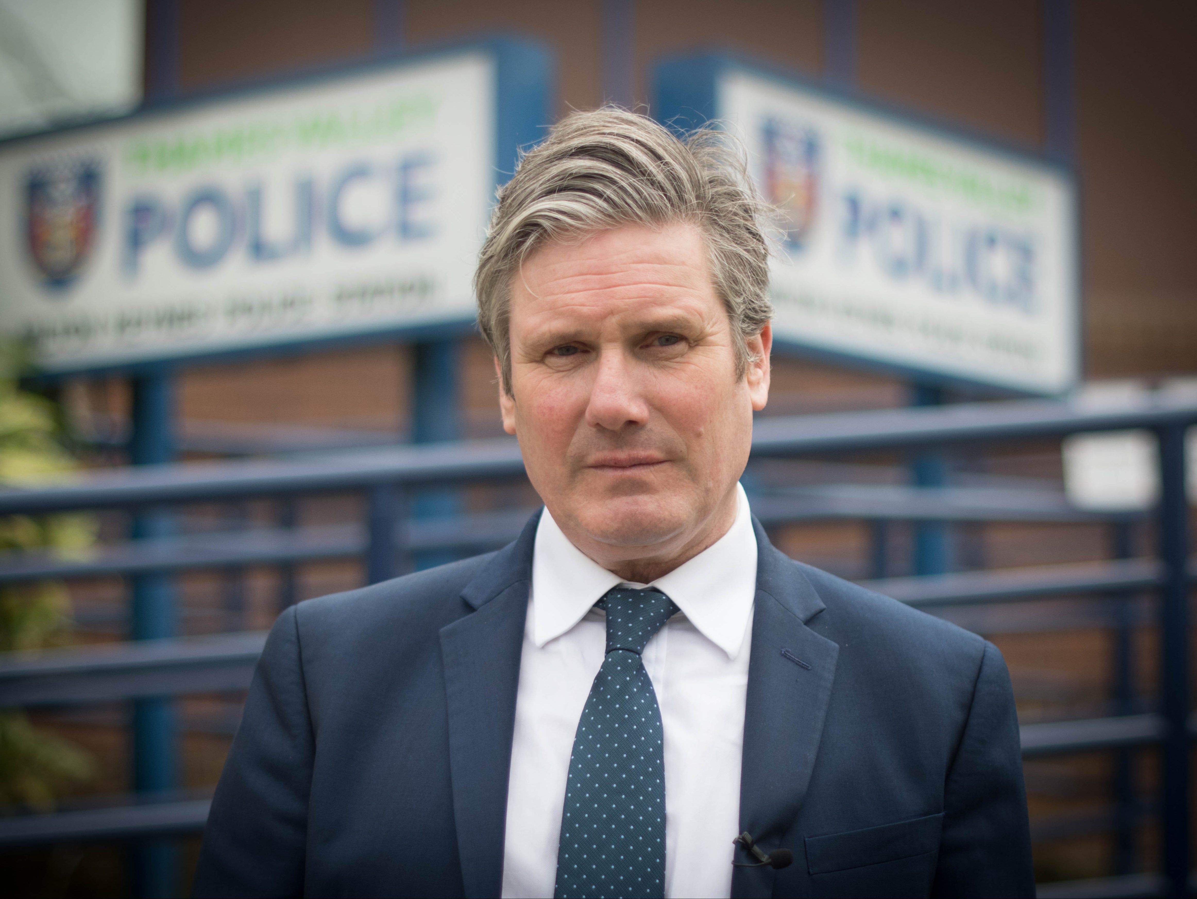 Labour leader Sir Keir Starmer visits Milton Keynes police station on Monday, while on his party’s campaign ahead of the May elections