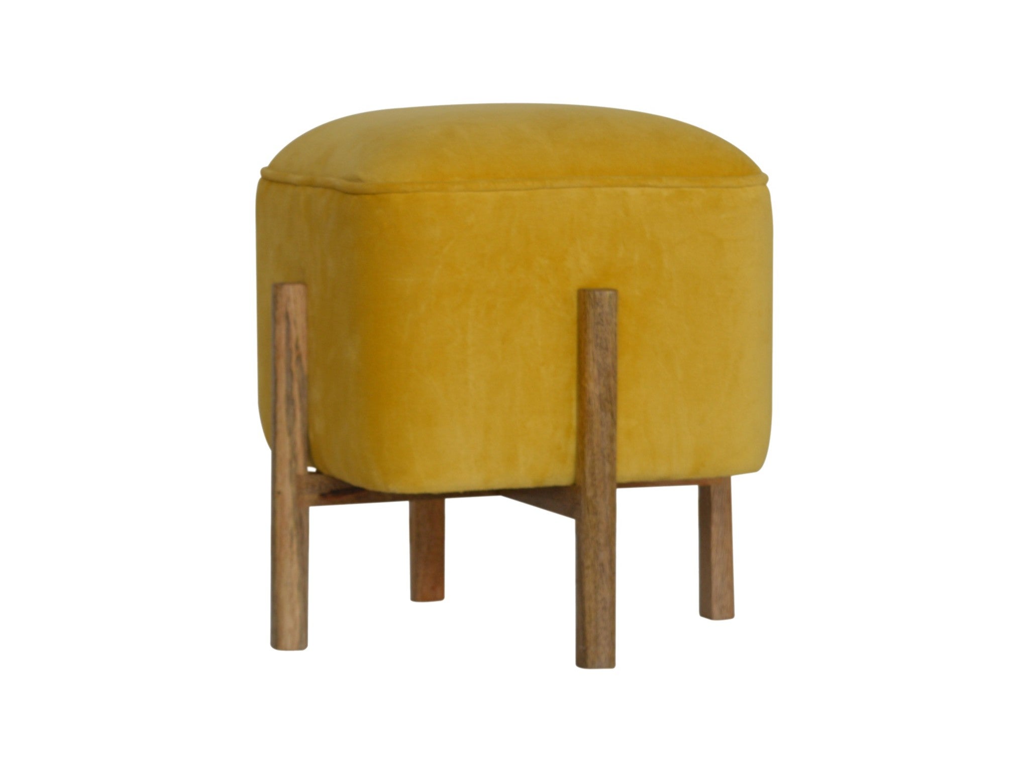 Lime Lace square velvet footstool, mustard yellow indybest.jpg