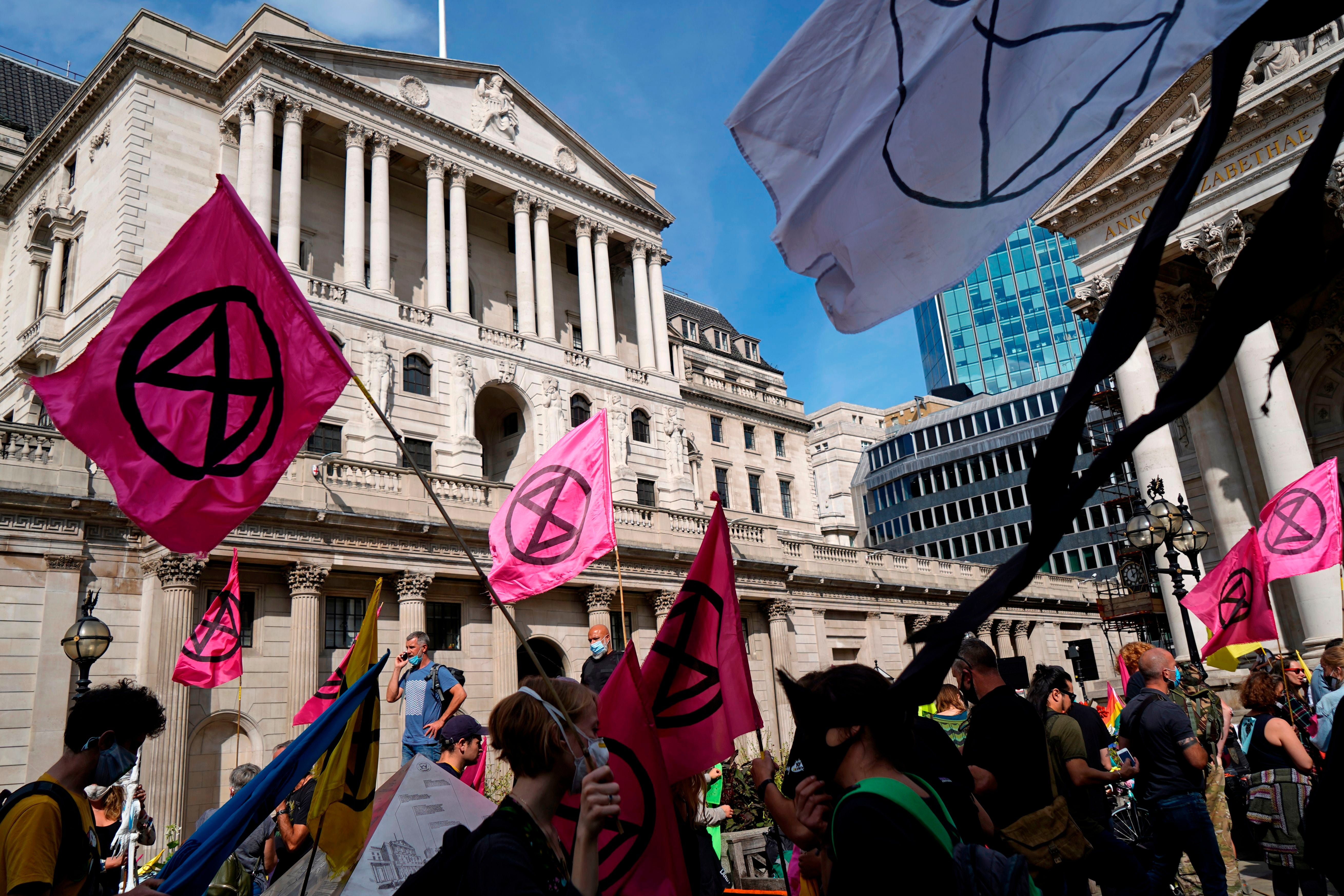 Extinction Rebellion protest outside the Bank of England in London