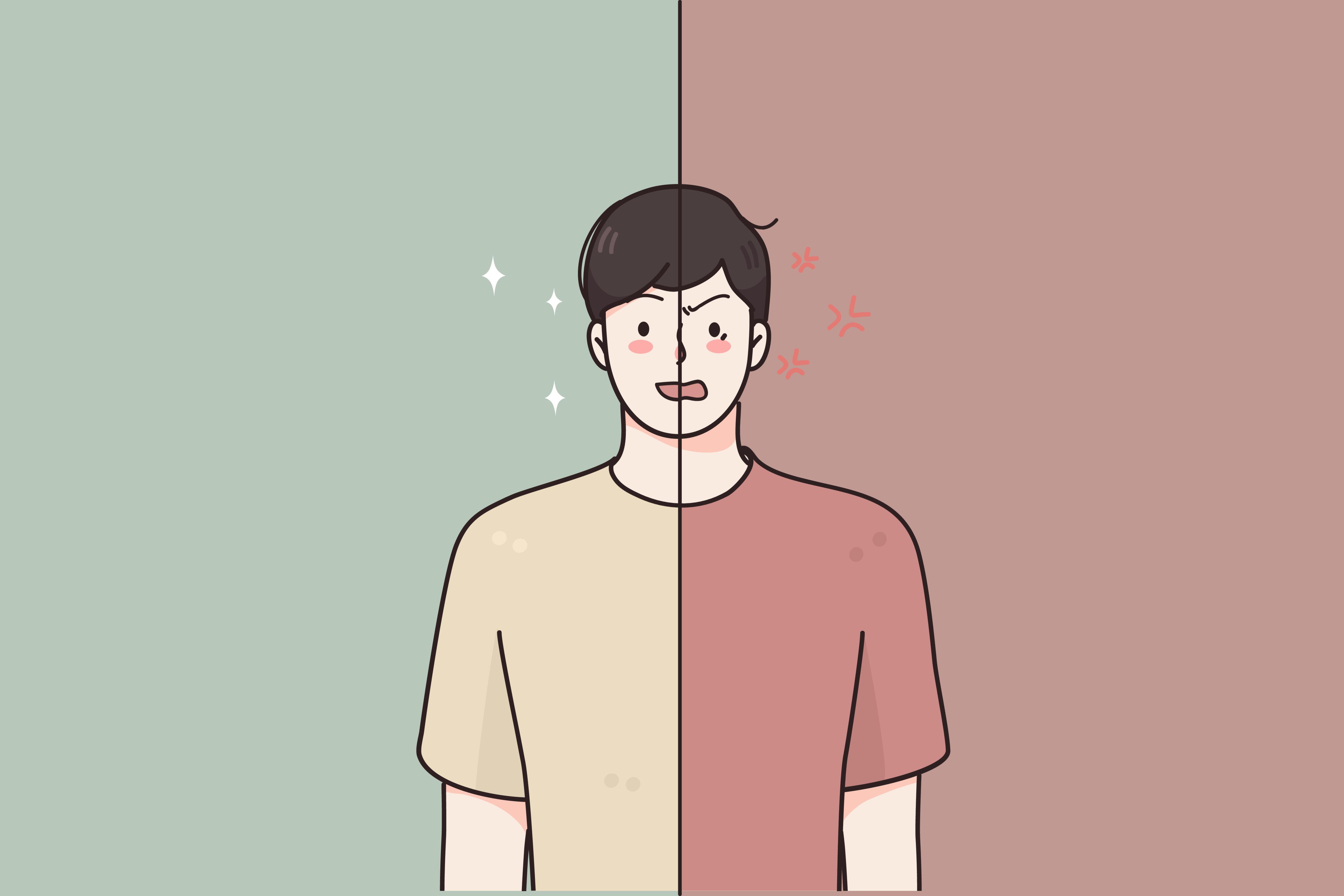 illustration of man with bipolar disorder