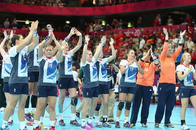 Great Britain’s handball team at the Olympic preliminaries in 2012