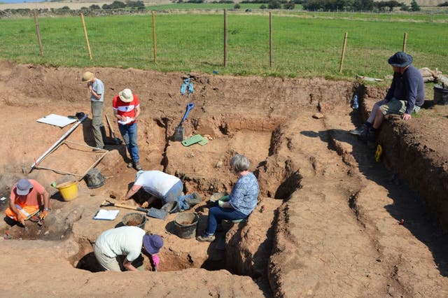 <p>Archaeologists, near Loftus, Yorkshire, excavating western Europe’s earliest known salt-manufacturing complex</p>