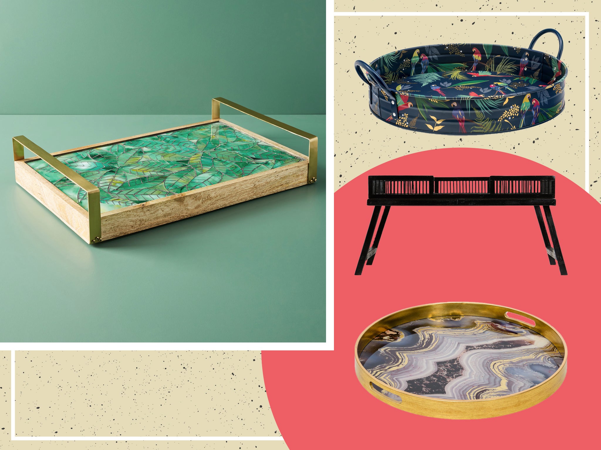 From woven and floral patterned to agate and mirrored designs, there’s something for everyone