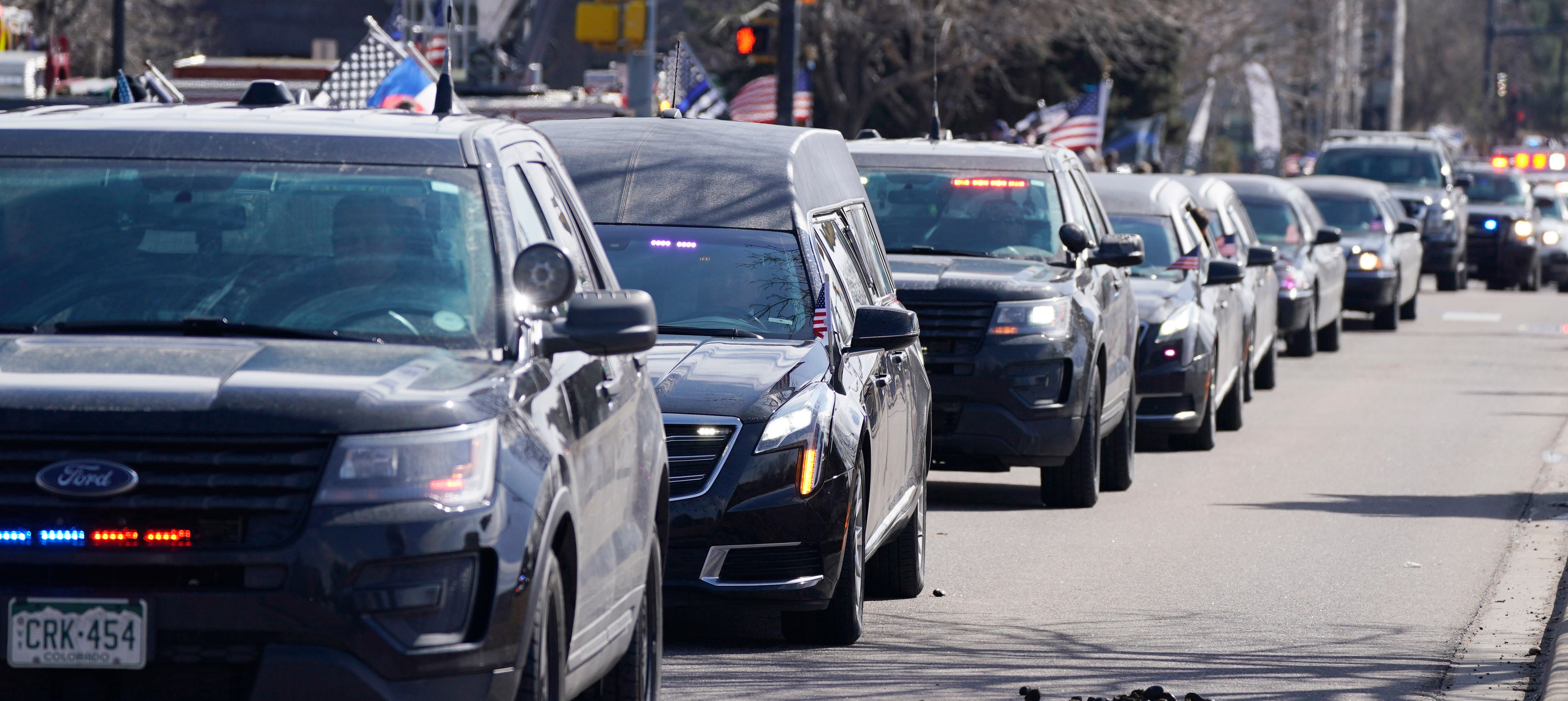 <p>Public memorial held for police officer murdered in mass shooting in Colorado</p>