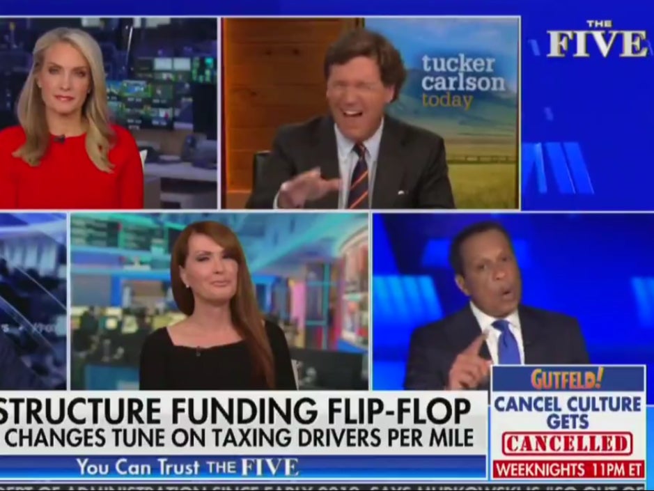 Fox News host Tucker Carlson laughs at colleague Juan Williams after interrupting him as he tried to criticise Republicans.