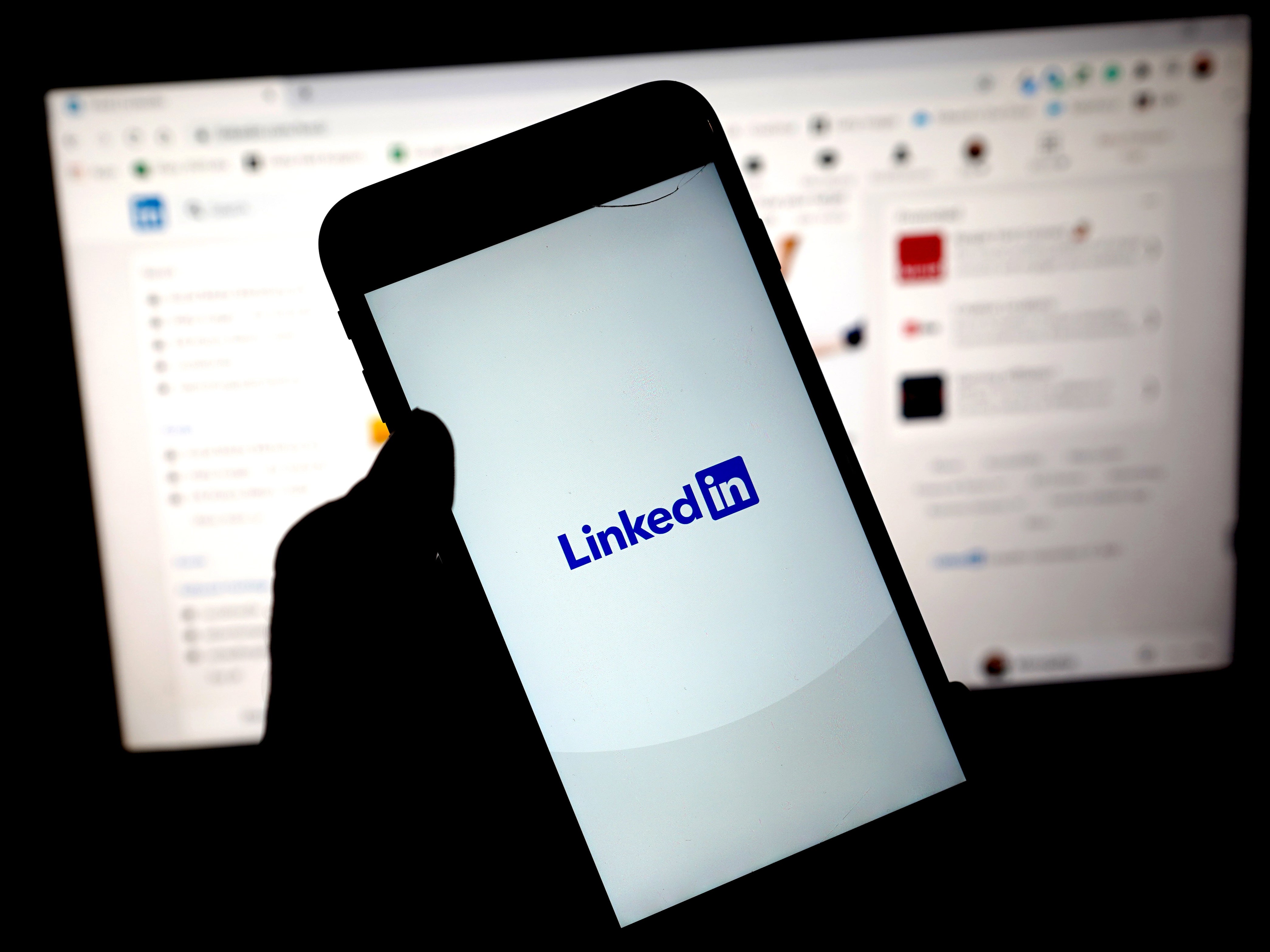 In this photo illustration, the LinkedIn app is seen on a mobile phone on January 11, 2021. 