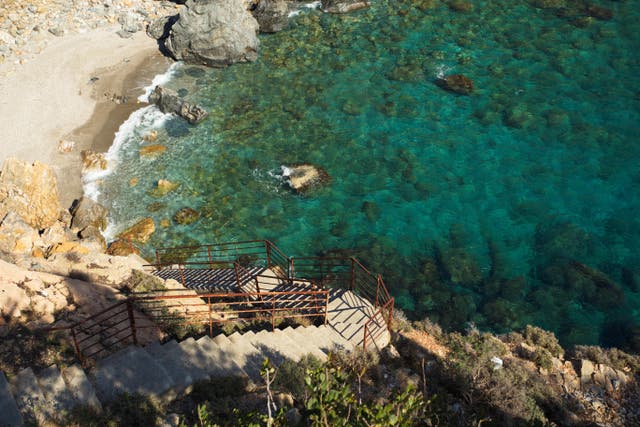 Stairs leading to lagoon in Turkey
