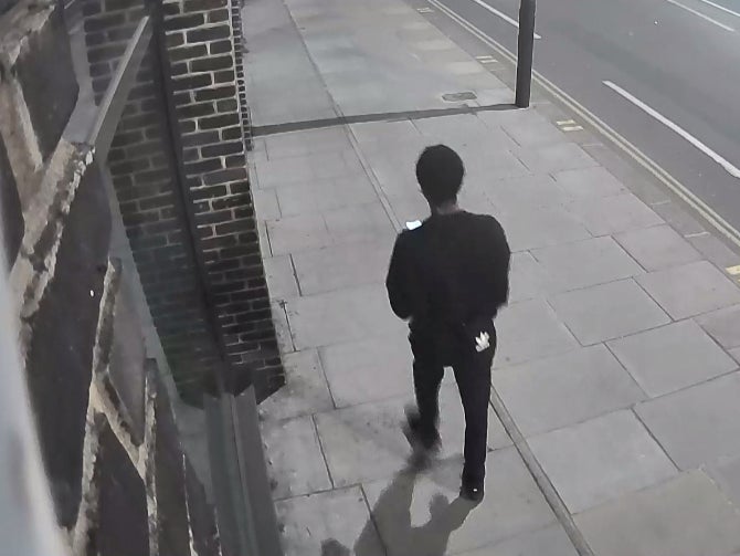 CCTV footage showed Mr Okorogheye wearing an all-black outfit and carrying a black satchel-bag featuring a white Adidas logo