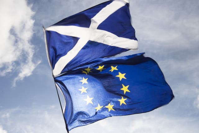 Saltire and EU flags