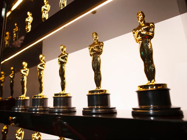 Oscars statuettes on display backstage at the 92nd Academy Awards on 9 February 2020 in Hollywood, California
