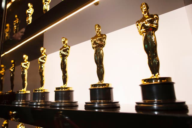 Oscars statuettes on display backstage at the 92nd Academy Awards on 9 February 2020 in Hollywood, California