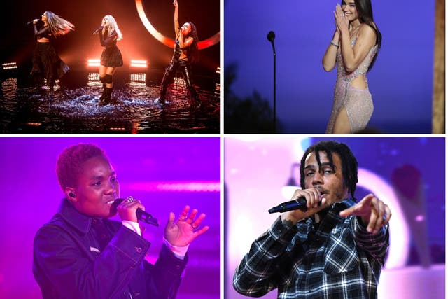 <p>Top left clockwise: Little Mix, Dua Lipa, AJ Tracey and Arlo Parks</p>