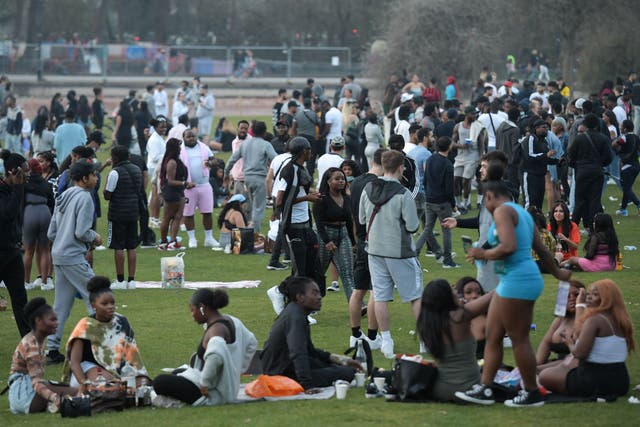 <p>Revellers packed into Cannon Hill Park in Birmingham on Tuesday</p>