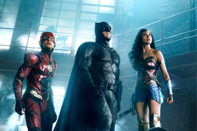 <p>The Flash (Ezra Miller), Batman (Ben Affleck) and Wonder Woman (Gal Gadot) in ‘Zack Snyder’s Justice League’</p>
