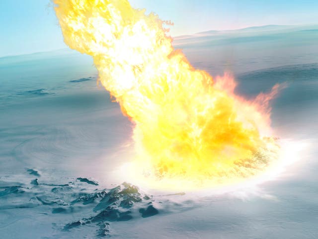 An artist’s impression of a meteor hitting Earth