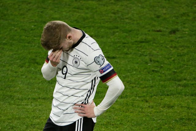 <p>Timo Werner missed a glorious chance before Germany suffered defeat</p>