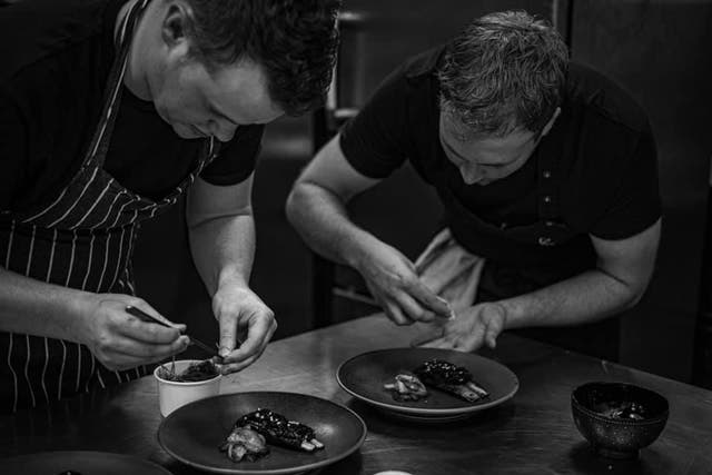 <p>Will Murray and Jack Croft enthuse over the finishing touches</p>