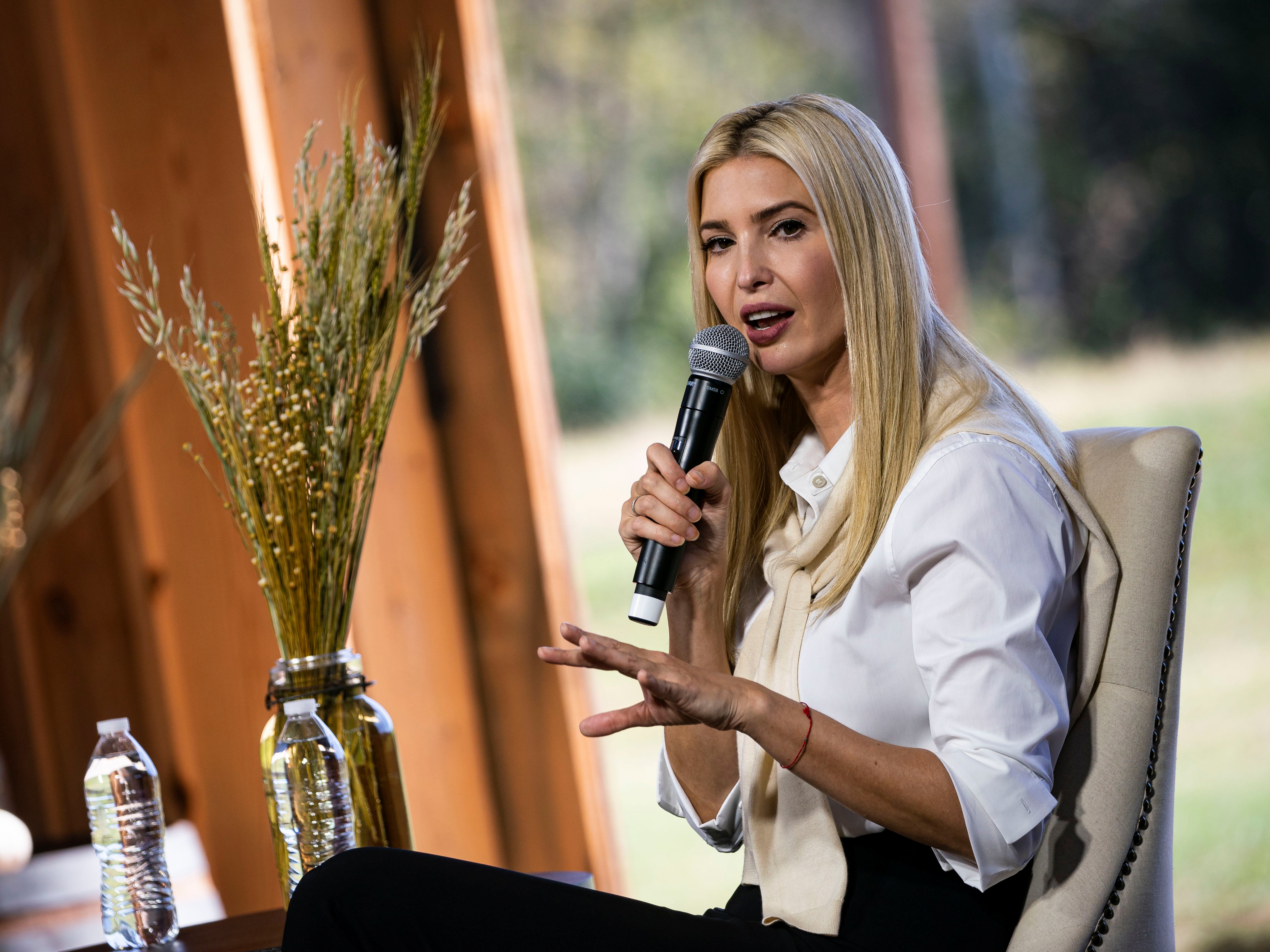 <p>White House Senior Adviser Ivanka Trump speaks during a campaign event for US President Donald Trump, not pictured, in Dallas, North Carolina, on 1 October 2020</p>
