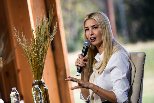 <p>White House Senior Adviser Ivanka Trump speaks during a campaign event for US President Donald Trump, not pictured, in Dallas, North Carolina, on 1 October 2020</p>