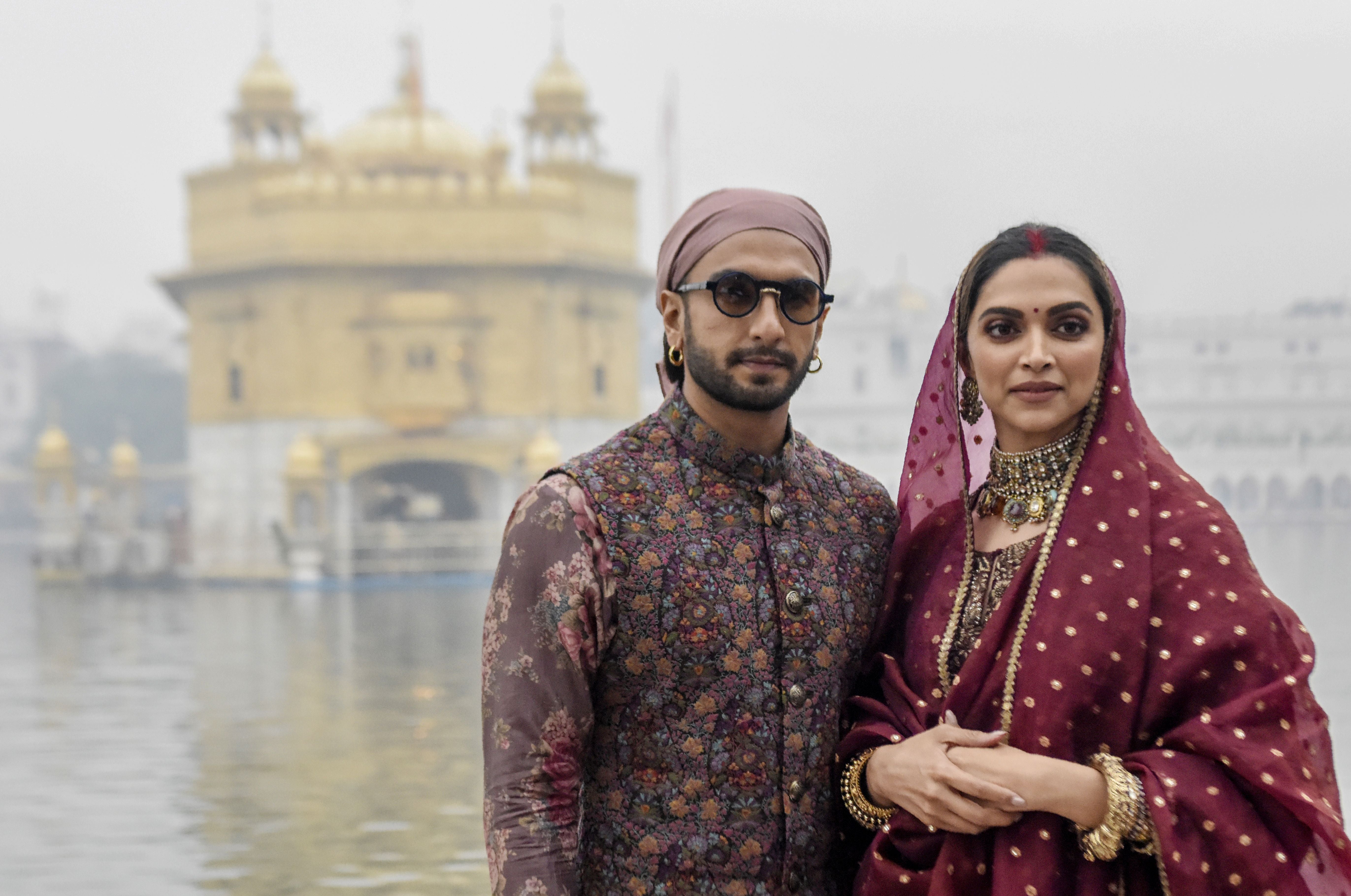 File image: Bollywood actors Ranveer Singh and Deepika Padukone at the Golden Temple in Amritsar