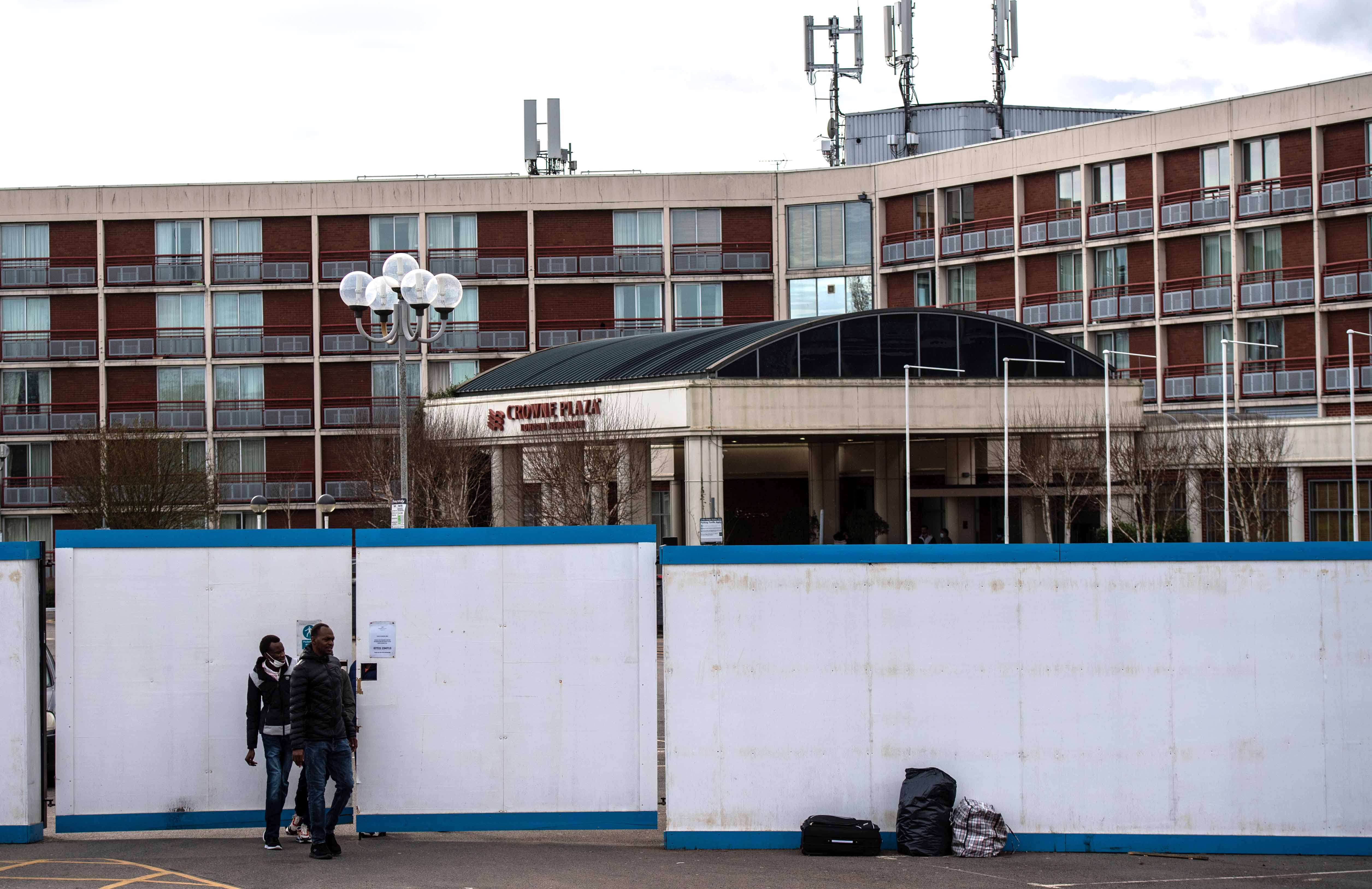 Asylum seekers at the Crowne Plaza hotel in London