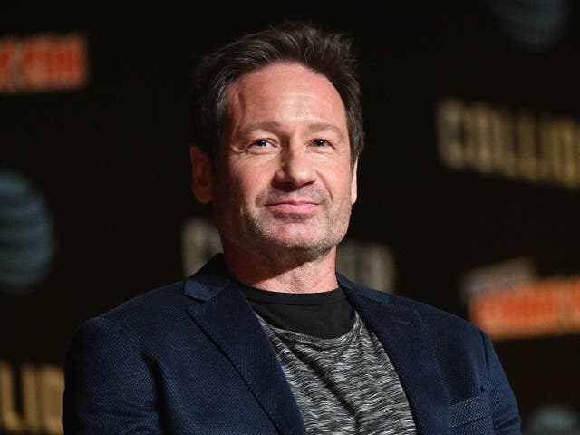 <p>David Duchovny speaks during an X-Files panel during the New York Comic Con on 8 October 2017 in New York City</p>