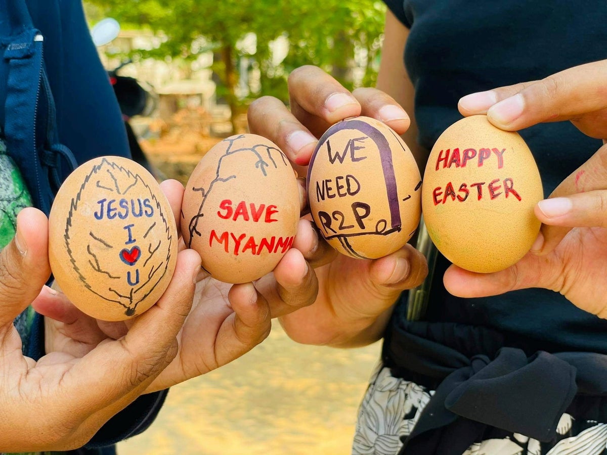 Easter Eggs Are Symbol Of Defiance For Anti Coup Protesters In Myanmar The Independent