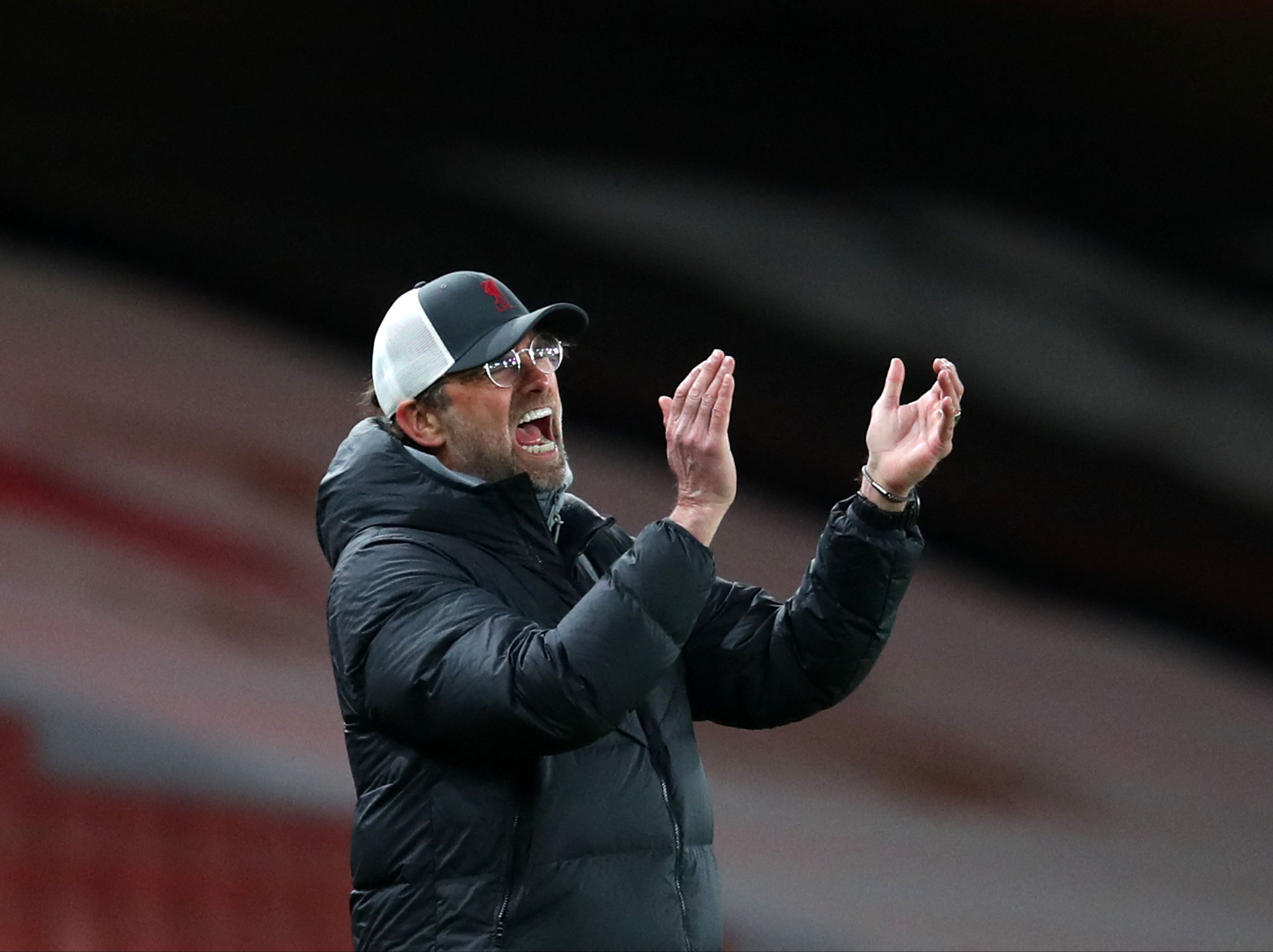 Jurgen Klopp reacts during Liverpool’s victory