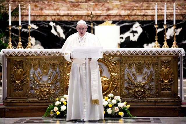 <p>Pope Francis delivers his Easter message and blessing from the Vatican on 4 April 2021</p>