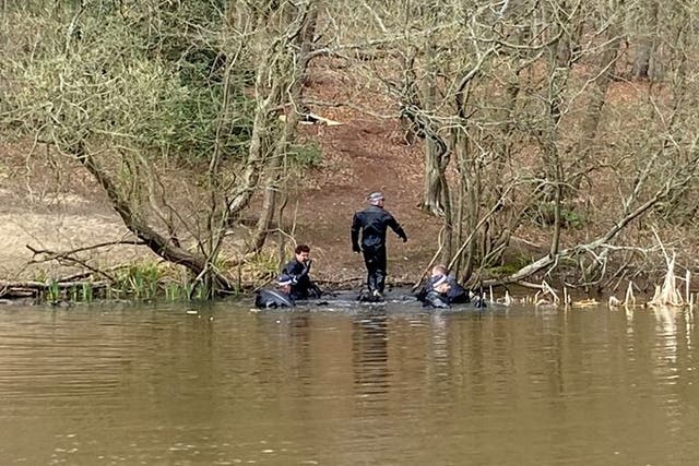 <p>Police divers are searching water in Epping Forest as part of efforts to find Richard Okorogheye</p>
