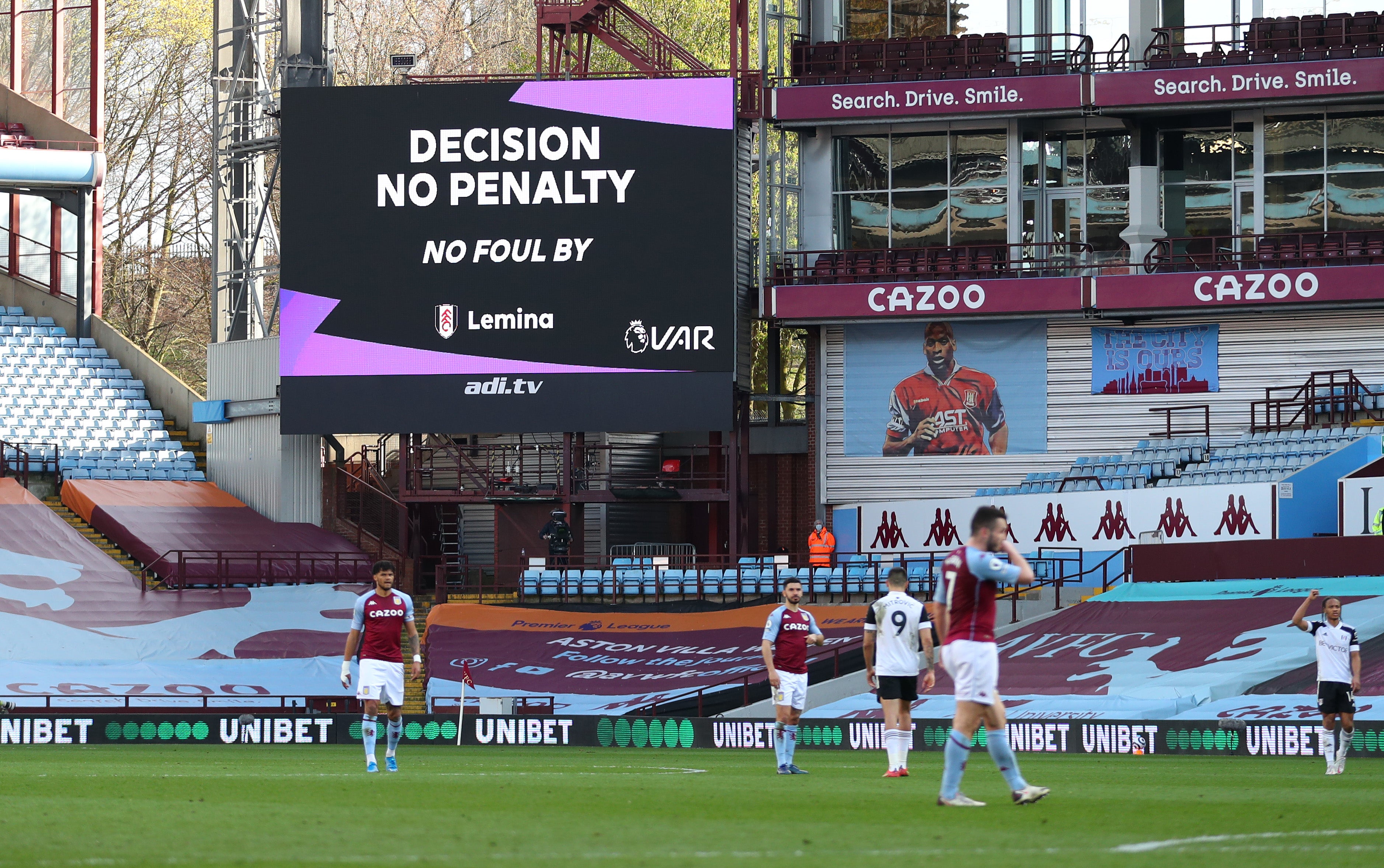 A VAR check saw Villa denied a penalty on the stroke of half-time