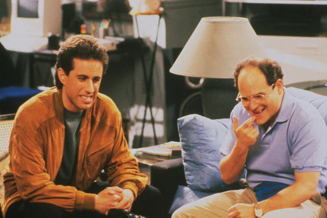<p>Jerry Seinfeld as Jerry and Jason Alexander as George Costanza in Seinfeld</p>