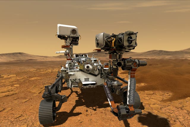 <p>NASA's Perseverance Mars rover, the biggest, heaviest, most advanced vehicle sent to the Red Planet by the National Aeronautics and Space Administration </p>
