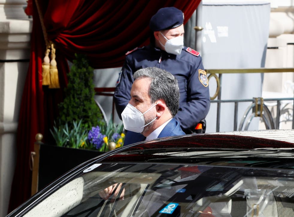 <p>Iran’s deputy at the Ministry of Foreign Affairs, Abbas Araghchi, arrives at a meeting of the JCPOA Joint Commission in Vienna, on 6 April</p>