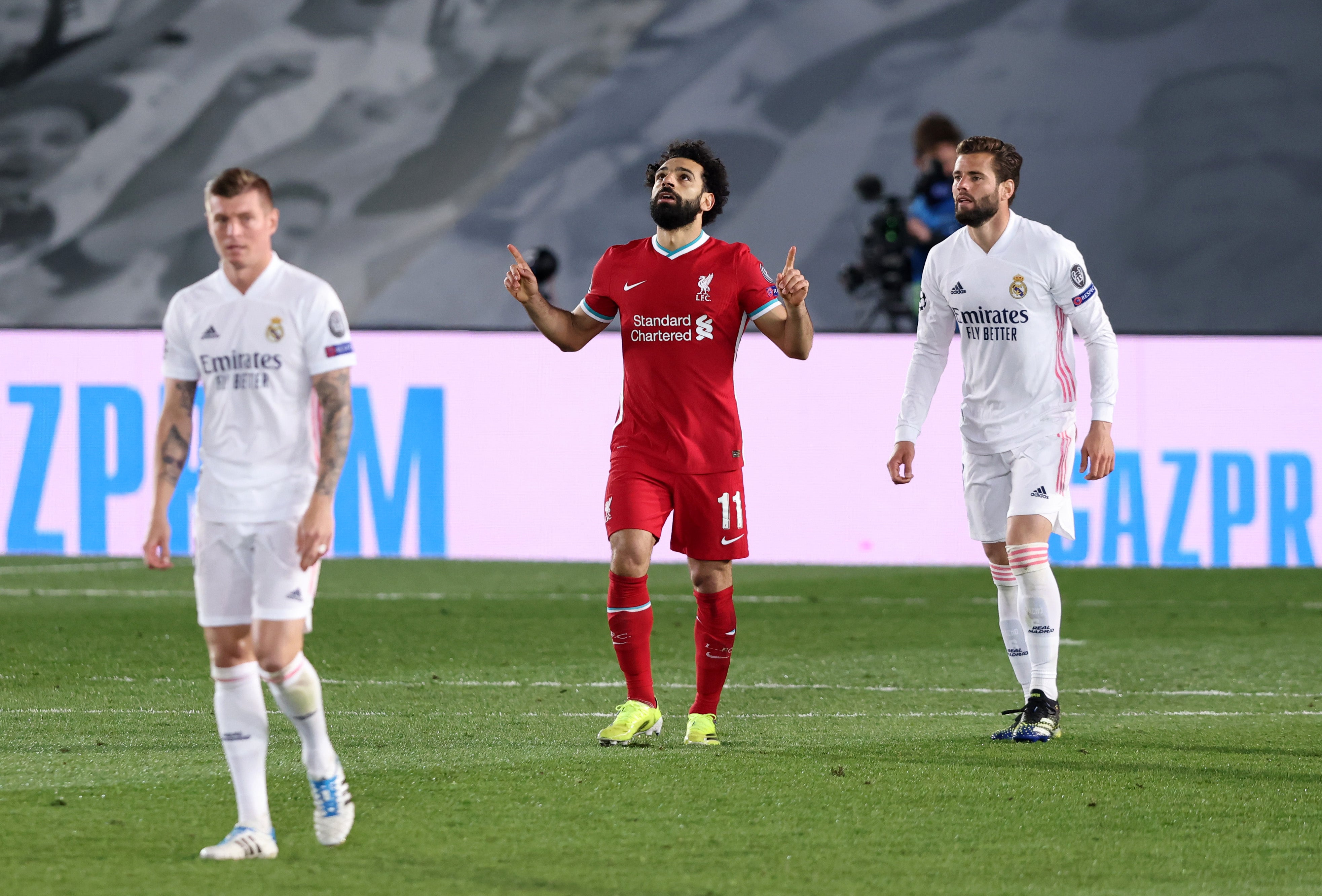 Mohamed Salah celebrates his goal against Real Madrid