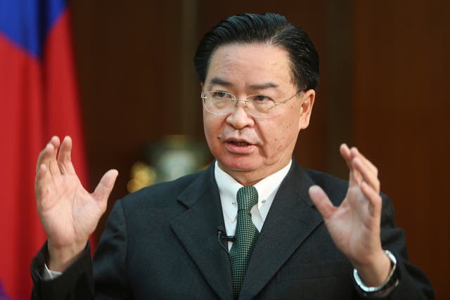 <p>File. Taiwan's Foreign Minister Joseph Wu speaks during an interview at the Ministry of Foreign Affairs in Taipei, Taiwan on 7 April 2021</p>