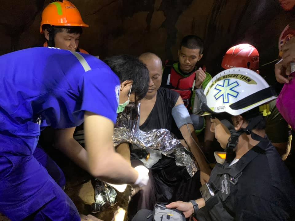 The rescue time found the monk inside the flooded cave after almost five days
