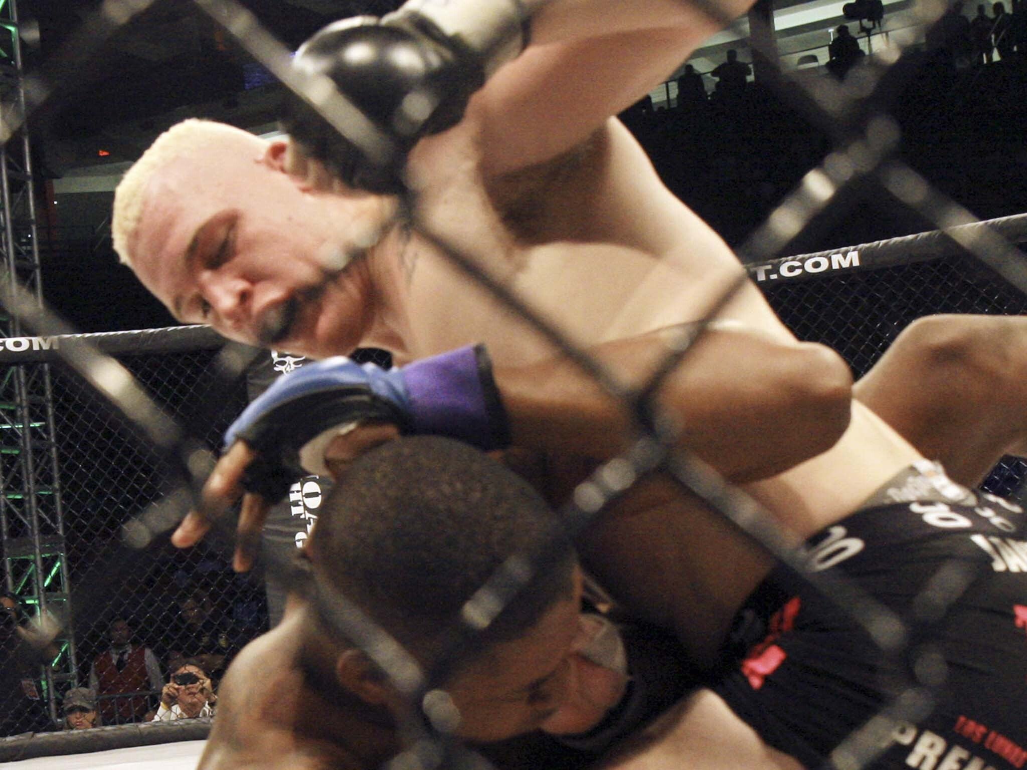 File Image: Tyler East of Albuquerque, top , pounds on Prince McLean of Cincinnati, Ohio in the Heavy weight 265 lbs. match during the MMA Fight Pit Genesis on Saturday, 13 August 2011