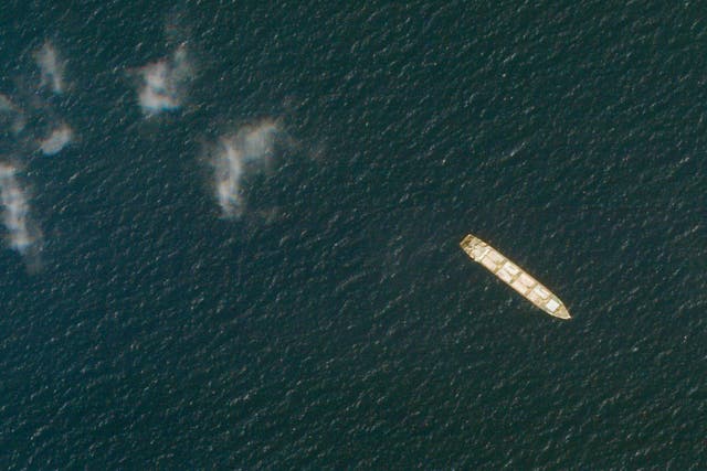<p>A satellite photo of the cargo ship MV Saviz</p>