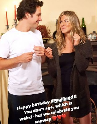 Jennifer Aniston addresses Paul Rudd’s youthful looks in birthday message