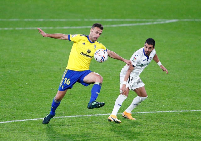 <p>Cadiz player Juan Cala (left)</p>