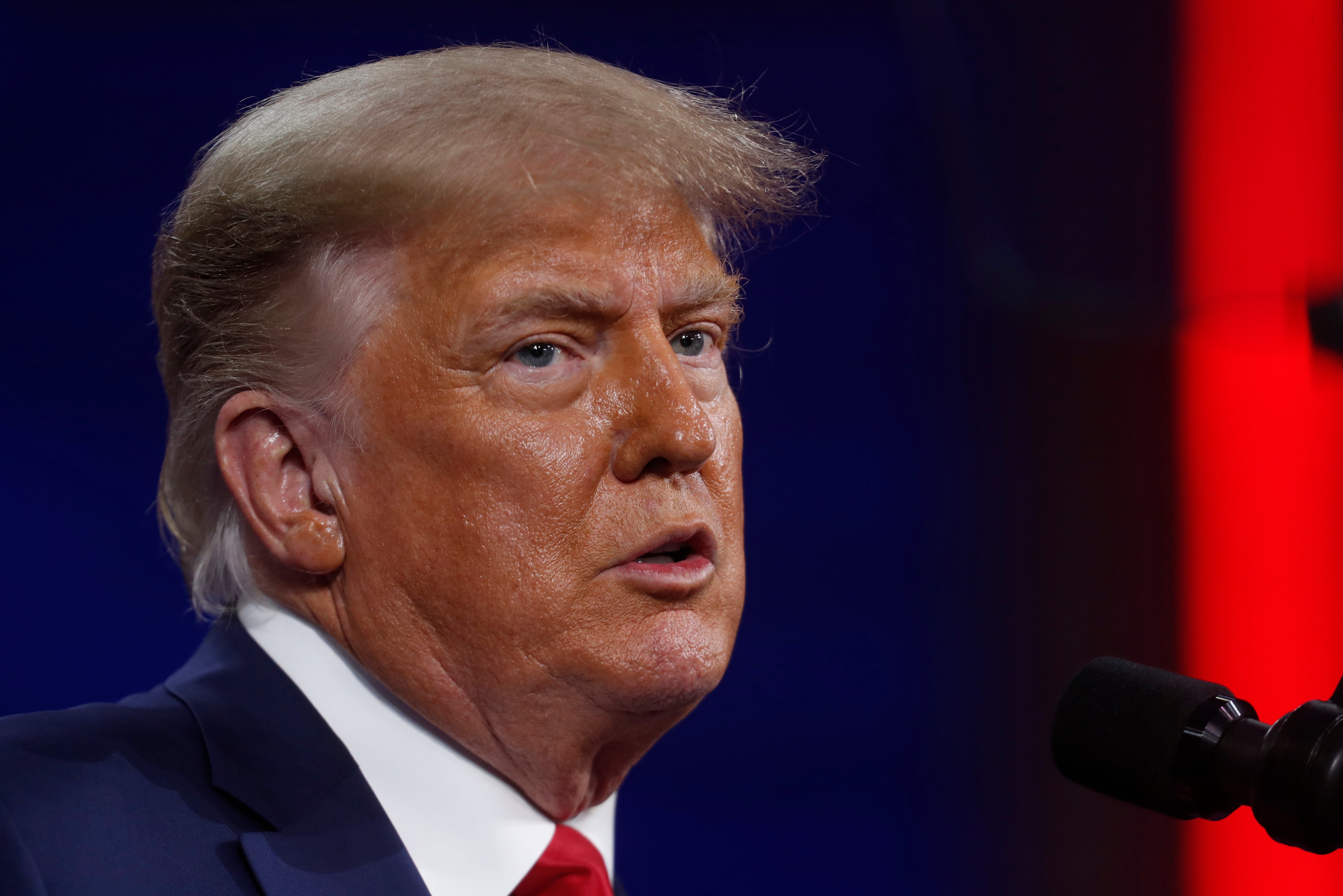 <p>Donald Trump speaks at the Conservative Political Action Conference in Orlando on 28 February, 2021</p>