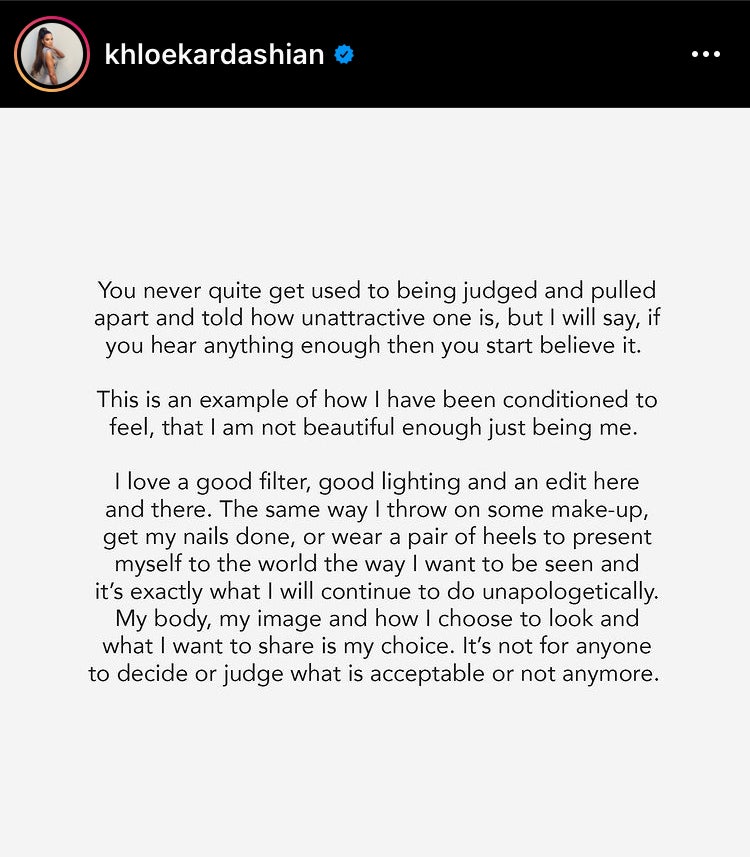 Khloe Kardashian’s message about body image