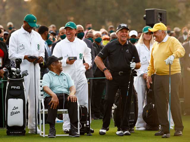 <p>Wayne Player, third from left, has been banned from Augusta </p>