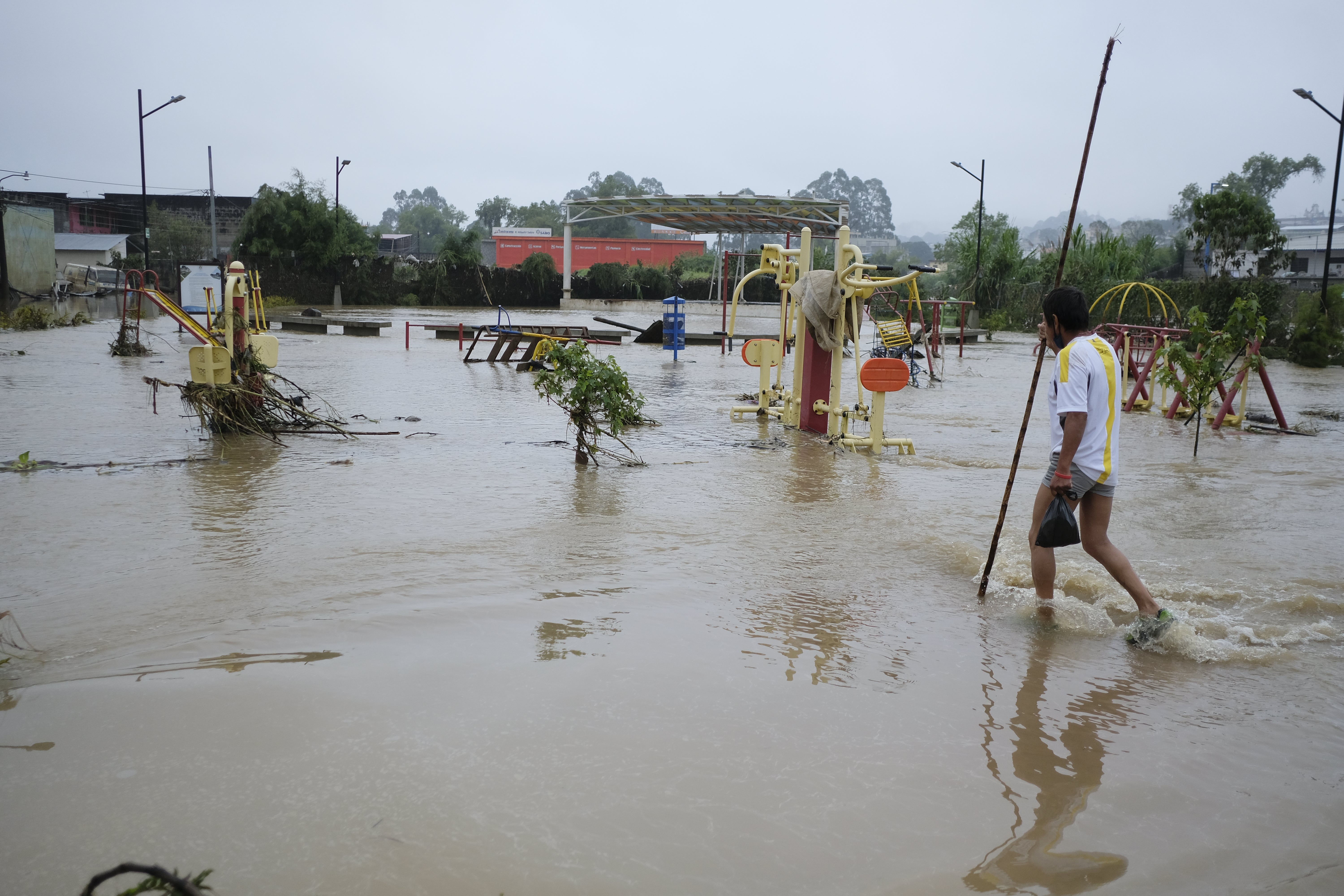 A flooded street in Coban, Guatemala, following a tropical storm
