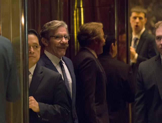 <p>Geraldo Rivera arrives for a meeting with President-elect Donald Trump AT Trump Tower on January 13, 2017 in New York.</p>